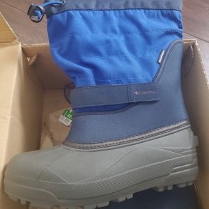 Columbia snow boots in gray and blue size 6 youth fits women's size 8 new